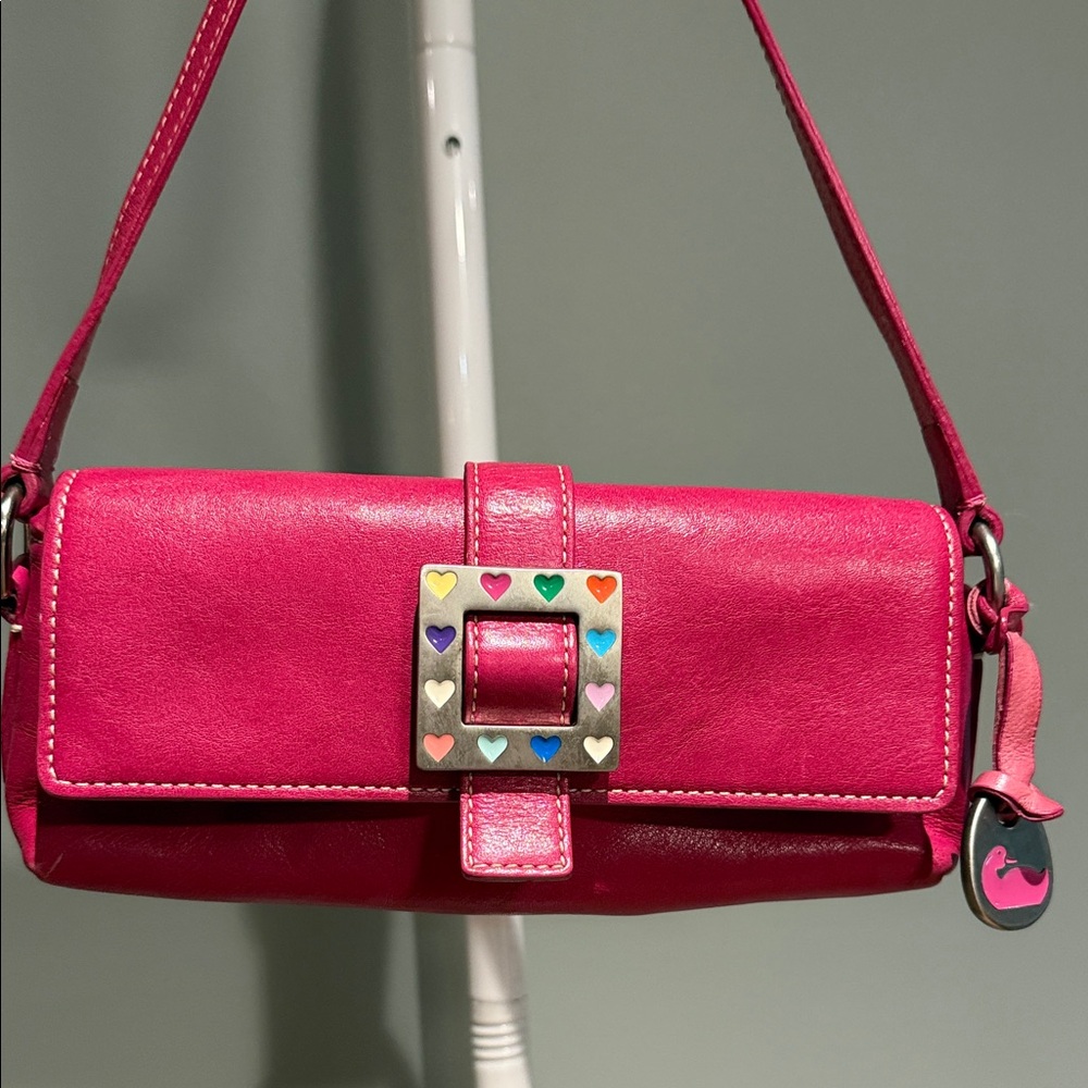 Dooney & Bourke Pink Shoulder Bag with Heart Buckle